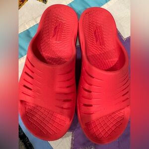 Skechers Vibrant Red/Orange Slide Sandals